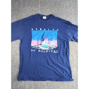 Vintage Straits Of Mackinaw T Shirt 1987 Single Stitch Large/Medium Distressed